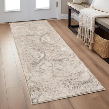 Elysium Astral ELY01 Modern Abstract Distressed Metallic Shimmer Soft Textured Velvet Touch Polyblend Low Profile Short Pile Soft Pale Gold/Taupe/Stone Grey/Ivory/Champagne/Pale Beige Runner-Desire Rugs-Rug Love - The Most Loved Rug Store